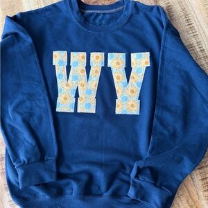 Blue Sweatshirt with Floral WV Design